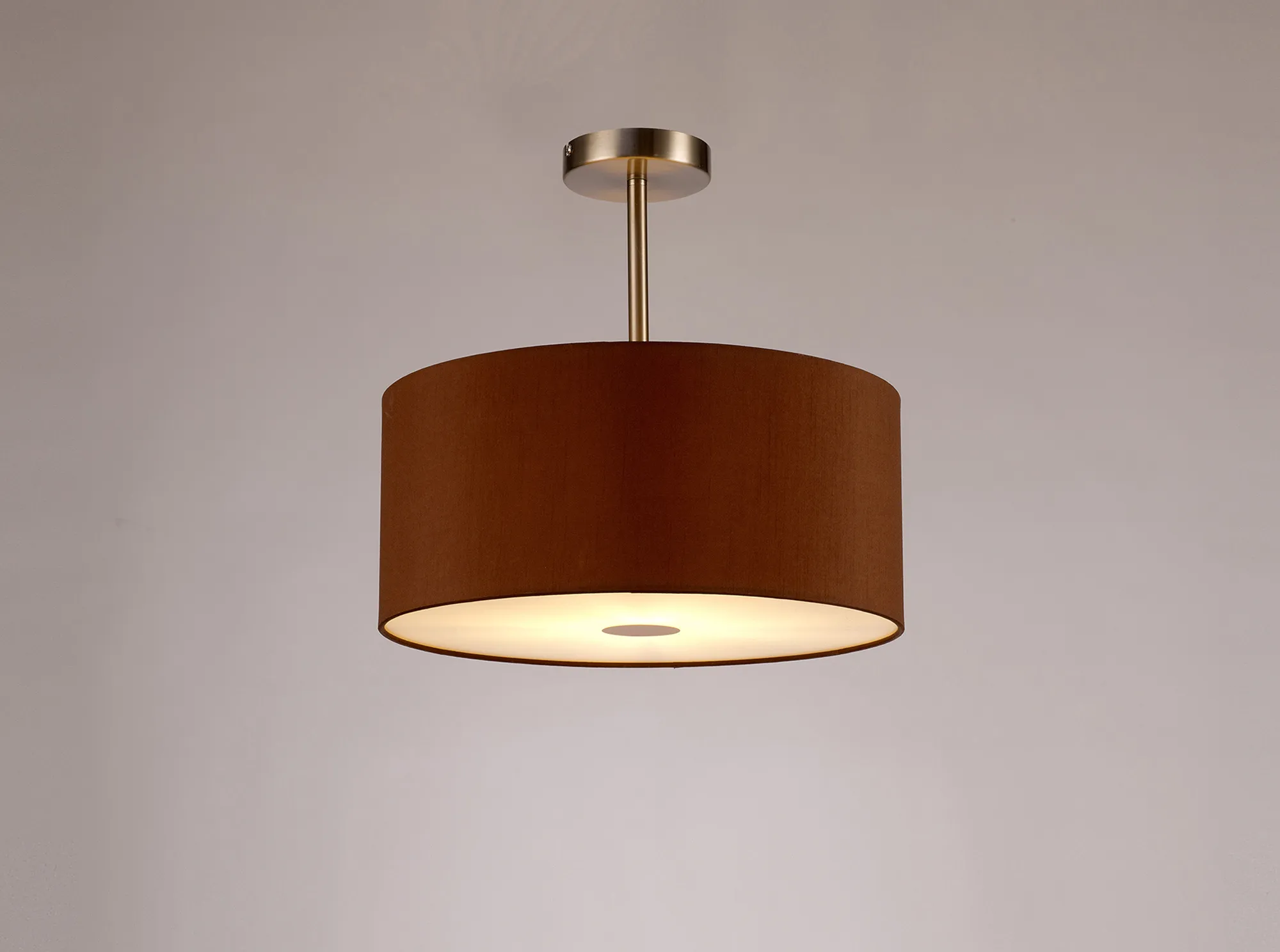 Baymont 40cm Semi Flush 1 Light Satin Nickel, Raw Cocoa/Grecian Bronze, Frosted Diffuser DK0258  Deco Baymont SN RC